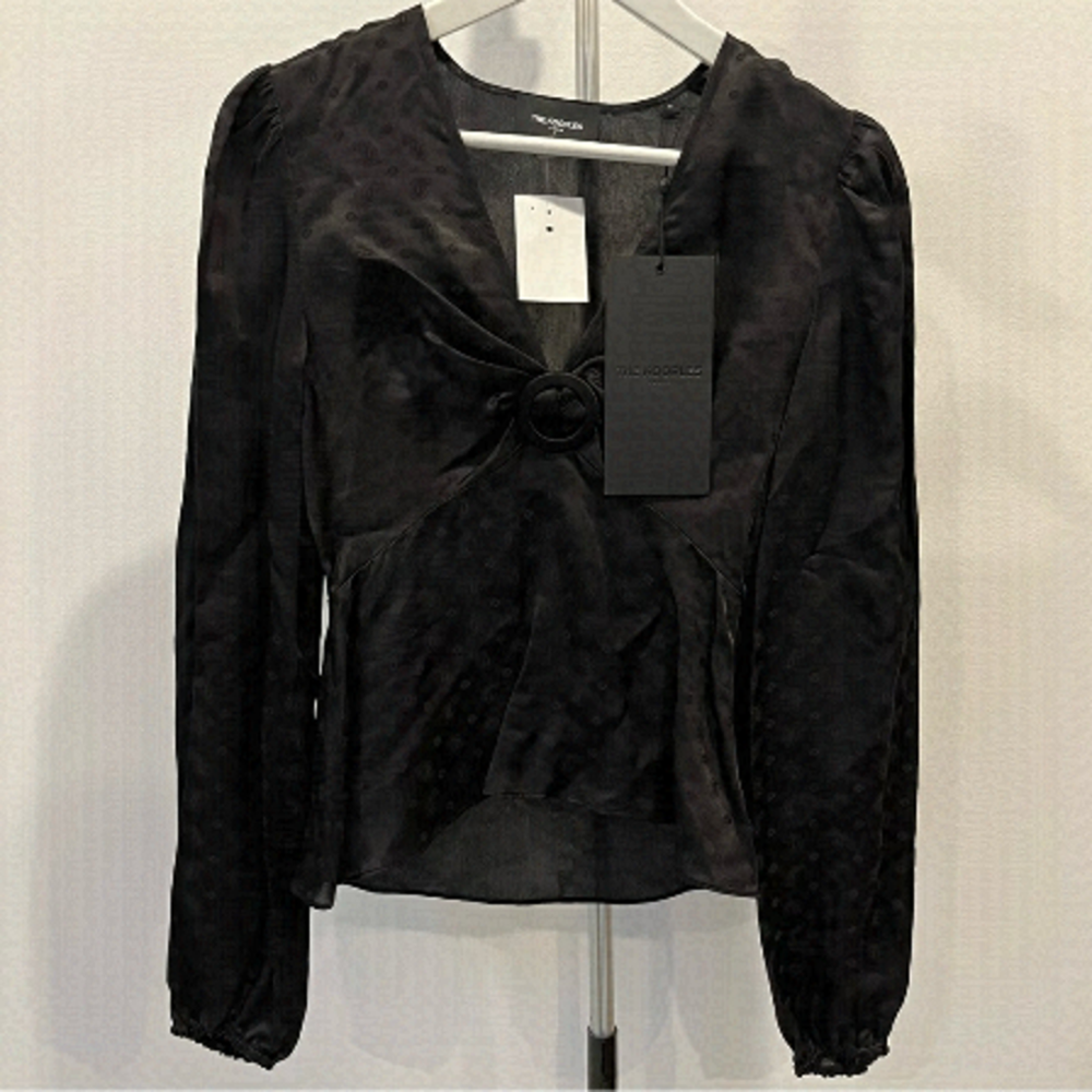 NWT the Kooples Black Paisley Silk Blend Top